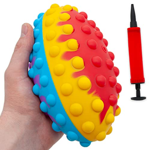 Faerly® Pop it Ball XXL + Pumpe - Popit Ball neu Fidget Toys Squishy Smart Games Regenbogenball 3D Puzzle Stressball Erwachsene & Kinder Knautschball Anti Stress Spielzeug Geduldspiel von Faerly