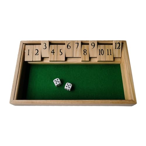 Fafaherr 2-Spieler Schließ die Box Würfelspiel Holzbrett, Shut The Box 12er Würfelspiel Mathe Zahlenspiel Holz Brettspiel Würfel Spiel Holztischspiel Klassisches Würfelbrett Sspielzeug von Fafaherr