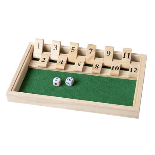 Fafaherr 2-Spieler Shut The Box 12er Würfelspiel, Schließ die Box Würfelspiel Holzbrett Mathe Zahlenspiel Holz Brettspiel Würfel Spiel Holztischspiel Klassisches Würfelbrett Sspielzeug von Fafaherr