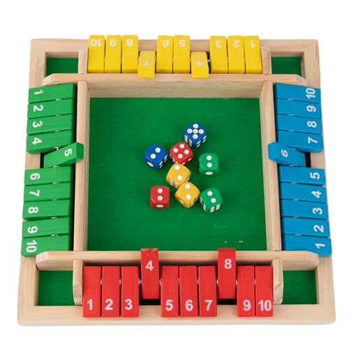 Fafaherr Brettspiel Box Würfel Spiel, Shut The Box Würfel-Brettspiel für 4 Spieler Schließ die Box Holzbrett-Tisch-Mathe-Spiele Würfel Spiel Bar Party Familie Eltern Kind Interaktives Spiel von Fafaherr