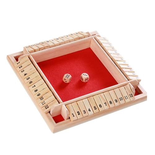 Fafaherr Schließ die Box Würfelspiel, Shut The Box Würfelspiele Holzbrett Mathe Zahlenspiel 2-4 Spieler Tabletop-Version-Spiele Brettspiel Familie Klassenzimmer Heim Party oder Kneipe Nummern 1-12 von Fafaherr