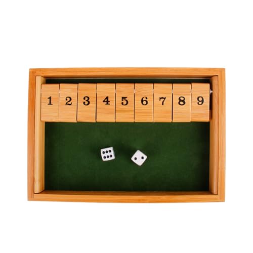 Fafaherr Shut The Box Holzbrettspiele, Schließ die Box Würfelspiel Deluxe 2-Spieler Shut The Box 9er Würfelspiel Holz Tisch Spiel Klassisch Würfelspiel Board Spielzeug von Fafaherr