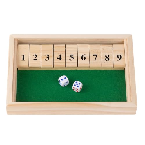 Fafaherr Shut The Box Holzbrettspiele, Schließ die Box Würfelspiel Deluxe 2-Spieler Shut The Box 9er Würfelspiel Holz Tisch Spiel Klassisch Würfelspiel Board Spielzeug von Fafaherr