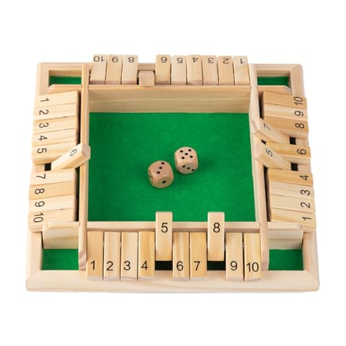 Fafaherr Würfelspiele Shut The Box Spiel, Schließ die Box Würfelspiel 2-4 Spieler Würfelspiel aus Holz mit 2 Würfeln brettspiele Board Spielzeug für Erwachsene Kinder Nummern 1-10 von Fafaherr