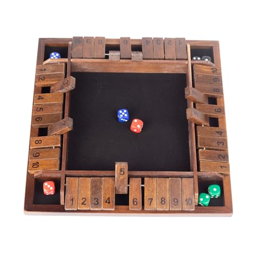 Fafaherr Würfelspiele Shut The Box Spiel, Schließ die Box Würfelspiel 2-4 Spieler Würfelspiel aus Holz mit 8 Würfeln brettspiele Board Spielzeug für Erwachsene Kinder Nummern 1-10 von Fafaherr