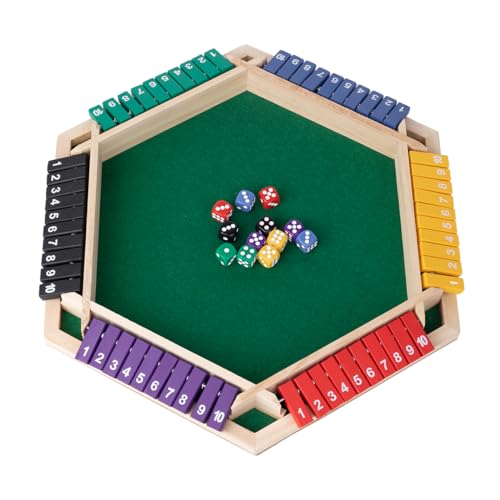 Fafaherr Würfelspiele Shut The Box Spiel, Schließ die Box Würfelspiel 2-6 Spieler Würfelspiel aus Holz mit 12 Würfeln brettspiele Board Spielzeug für Erwachsene Kinder Nummern 1-10 von Fafaherr