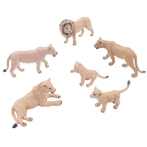 6 PCs Lebensee Mini Wildtiere Statue, Lions Family Figuren mit Weiblichen, Männlichen und Jungen, Pädagogischen Spielzeug für, Lehrer, Sammler und Tierliebhaber von Fafeicy