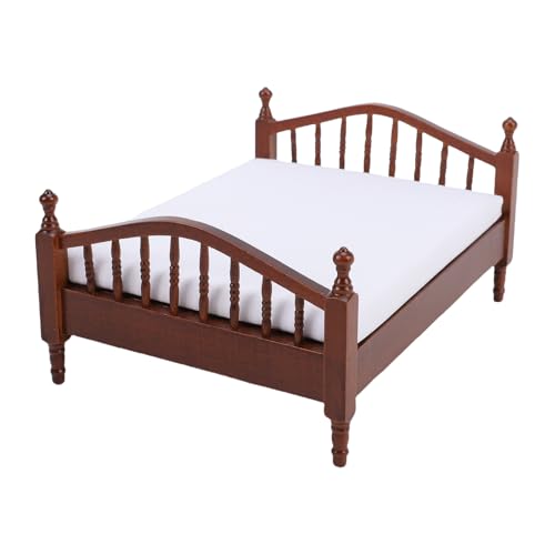 Fafeims Puppenhaus Möbel, Puppenhaus-Miniatur Bett, 1:12 Maßstab Vintage-Holzbett 6,3 in Puppen Möbeln für Sammler und Displays Fafeims Puppenhaus Möbel, Puppenhaus-Miniatur Bett, 1:12 Maßstab Vintage-Holzbett 6,3 in Puppen Möbeln für Sammler und Displays von Fafeims