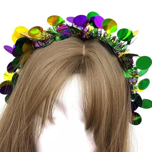 Fahoujs Auffällige Tinsel Stirnbänder Mardi Gras Kopfbedeckung Für Mädchen Maskerade Haarzubehör Mardi Gras Flapper Stirnband von Fahoujs