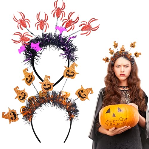 Fainca 2 Stücke Halloween Haarreif, Halloween Haarschmuck, Haarreifen Halloween, Spinnen Haarreif, KüRbis Haarreif, Haarreifen Halloween, Halloween Kopfschmuck Kinder, für Halloween Party Dekoration von Fainca