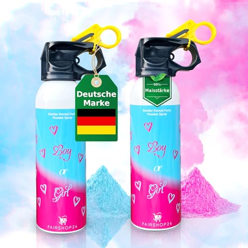 FAIRSHOP24 Baby-Shower 200ml I Pulver-Feuerlöscher Gender Reveal Kanone Baby Pulver Spray, Enthüllt das Geschlecht mit Farbe, Pulverkanone für die Babyparty, in Blau und Rosa (Blau) von Fairshop 24