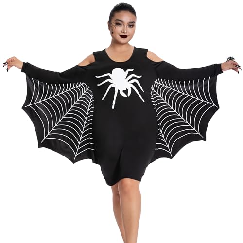 Fairycece Spinne Damenkostüm Spinnennetz-Kostüm Erwachsene Spinne Hexe Kostüm Damen Halloween von Fairycece