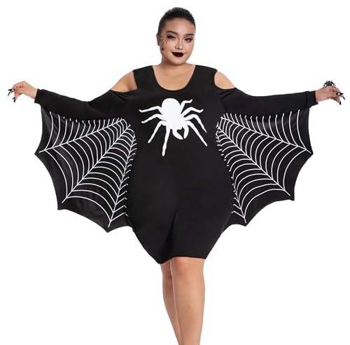 Fairycece Spinne Damenkostüm Spinnennetz-Kostüm Erwachsene Spinne Hexe Kostüm Damen Halloween von Fairycece