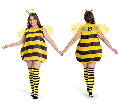 Bienen Kostüm Damen Bienenkostüm Erwachsene Große Größen 50 52 XXL Karnevalskostüme Faschingskostüm Fasching Frauen von Fairycos