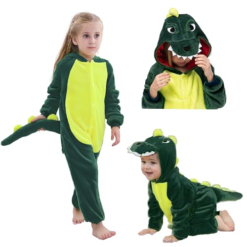 Fairycos Dino Kostüm Kinder Dinosaurier Onesie Halloween Karneval Tier Kostüme Jungen 122-128 Faschingskostüme 116 110 134 von Fairycos