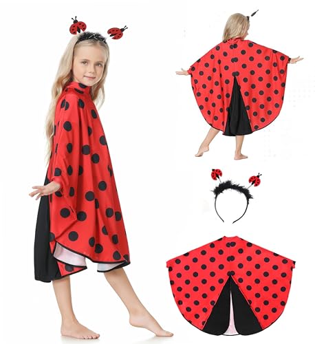 Fairycos Marienkäfer Kostüm Kinder Mädchen Ladybug Umhang Cape Karneval Karnevalskostüme Faschingskostüme 116 122 von Fairycos