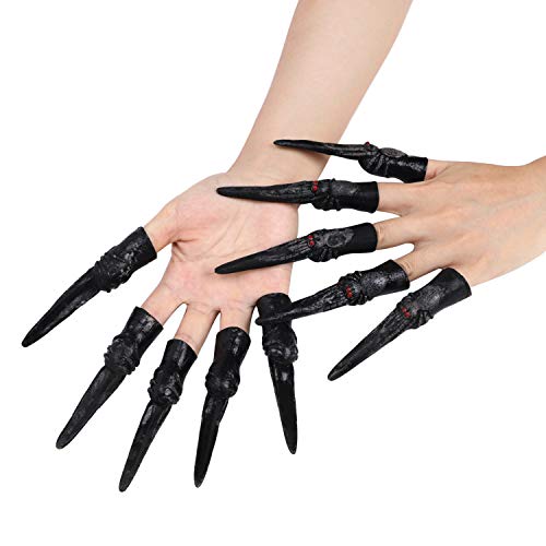 10 Stück Halloween Kostüm Party Fake Nägel Gruselige Hexe Lange Finger Nägel Kralle Vampir Horror Fingernagel Kinderbett Abdeckung Dekorative Requisiten Krallen für Cosplay Halloween Party von FakeFace