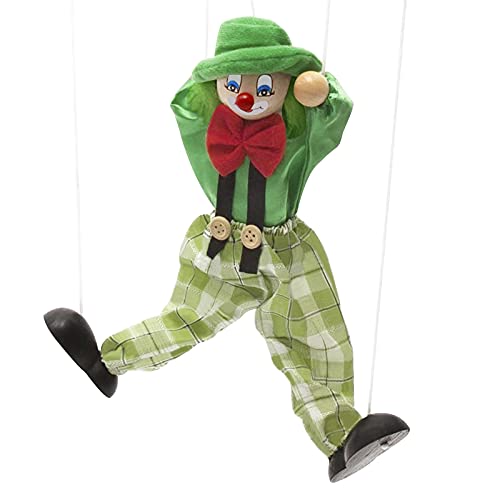 Clown Marionette Puppe Pull String Spielzeug Clown Spiel Holz Marionette für Kinder Handmarionette Puppet Spielzeug für Kinder Weihnachten Halloween Geburtstage von FakeFace