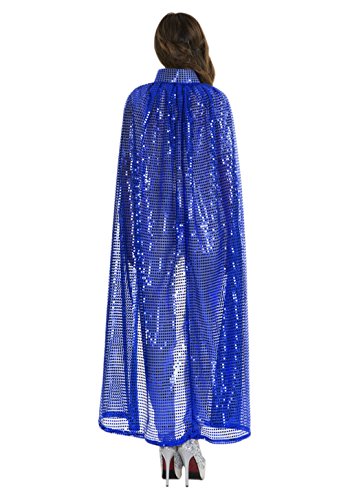 FakeFace Damen Herren Karneval Halloween Kapuzenumhang Halloween Kostüm Lange Pailletten Kostüm Cosplay Requisiten Set für Erwachsene und Kinder, Blau von FakeFace