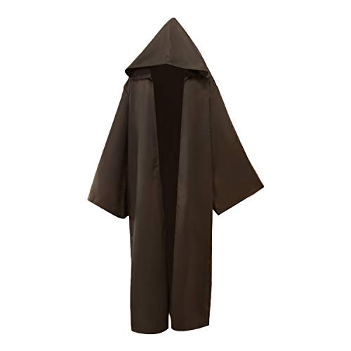 FakeFace Erwachsene Umhang für Jedi Kostüm Robe Mittelalter Mantel Kapuzenumhang Herren Damen Jedi Cosplay Outfit Halloween Weihnachten Party Cosplay Kostüm Vampir Umhang Tunika Kapuzenuniform von FakeFace