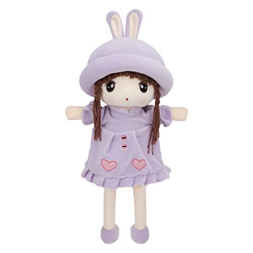 FakeFace Stoffpuppe babypuppe Püppchen mit Haar Baby Kinder Mädchen Deko Weiche Baby Puppe Doll Kuschelpuppe Taufgeschenk Plüschtier Gefüllte Puppen Mädchen Plüsch Spielzeug 50cm (Puppe-B-Violett) von FakeFace