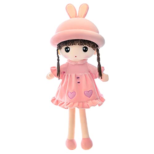 FakeFace Stoffpuppe babypuppe Püppchen mit Haar Baby Kinder Mädchen Deko Weiche Baby Puppe Doll Kuschelpuppe Taufgeschenk Plüschtier Gefüllte Puppen Mädchen Plüsch Spielzeug 50cm (Puppe-B-Pink) von FakeFace