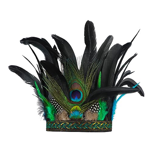 Feder Stirnband Krone Indische Federn Kopfschmuck Headdress Pfau Faszinator Karneval Halloween Kostüm Haarzubehör von FakeFace