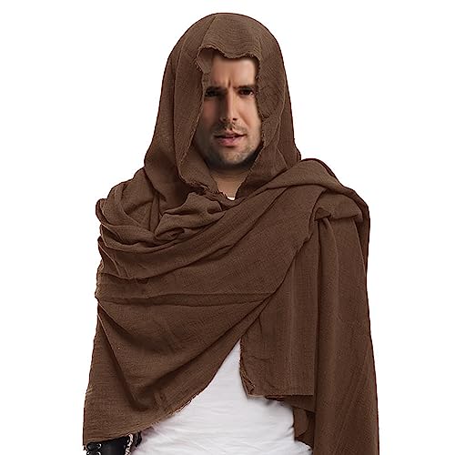 Mittelalter Kapuze Schal Mittelalterliche Pirat Umhang Renaissance Kostüm Männer Halswärmer Kapuze Cape Hut Halloween Poncho Cosplay Kostüm für Männer Frauen von FakeFace