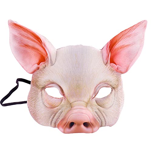 Realistische gedruckte Halbmaske Tierkostüm-Maske Halloween Schwein Karnevalsmaske, Halloween Tiermaske für Karneval Fasching Festival Verkleidung Club Kostümparty Cosplay-Requisiten von FakeFace