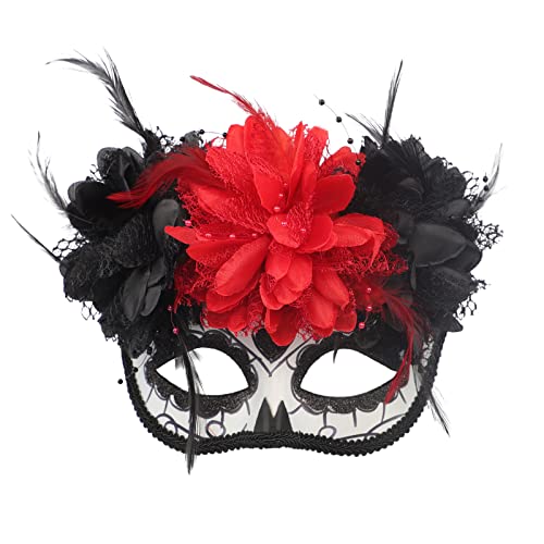 Strass Federn Masquerade Maske Venezianische Maske mit seitlicher Feder für Damen, Federmaske Karnevalsmasken Augenmaske Venetian für Maskenball Fasching Karneval Halloween Mottoparty von FakeFace