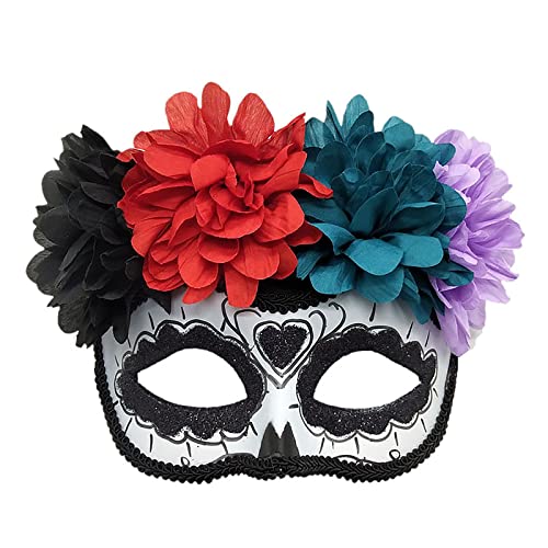 Strass Federn Masquerade Maske Venezianische Maske mit seitlicher Feder für Damen, Halbegesichts Federmaske Augenmaske Venetian für Maskenball Fasching Karneval Halloween Mottoparty von FakeFace