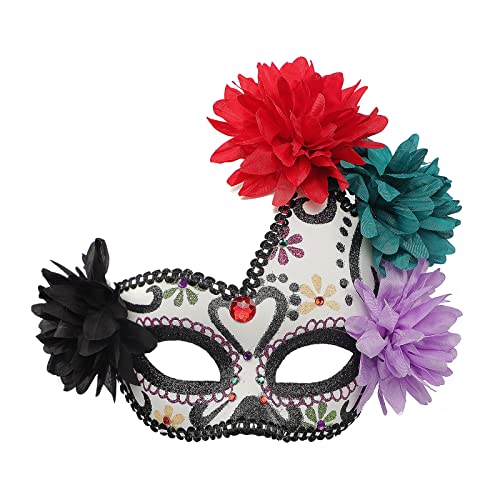 Strass Federn Masquerade Maske Venezianische Maske mit seitlicher Feder für Damen, Halbegesichts Federmaske Augenmaske Venetian für Maskenball Fasching Karneval Halloween Mottoparty von FakeFace