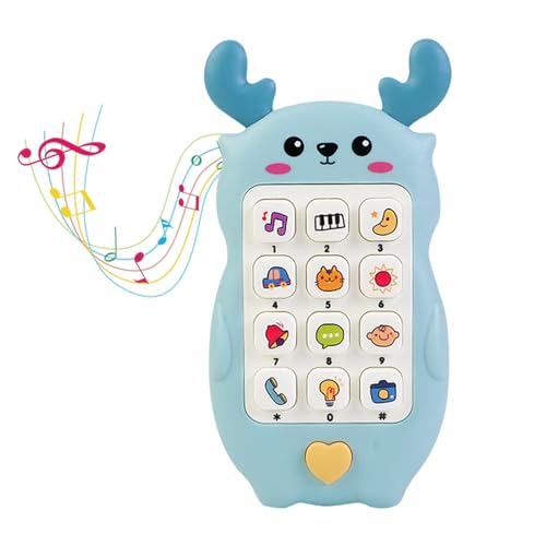 Baby Telefon Musikalisches Spielzeug, Babyspielzeug Smartphone mit Musiklichten Sound, Handy Lernspielzeug für Kinder, Sound-Spielzeug Musikalisches Telefon Spielzeug für Baby Kinder Geschenk (Blau) von Falafoty