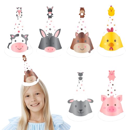 Falafoty 24PCS Tier Party Hüte Geburtstag Set, Tier Papier Krone Hut Party Kegel Hüte für Kindergeburtstag Tierkostüm, Partyhüte Fotorequisiten Zubehör Für Familienfeiern Für Kinder Erwachsene (Farm) Falafoty 24PCS Tier Party Hüte Geburtstag Set, Tier Papier Krone Hut Party Kegel Hüte für Kindergeburtstag Tierkostüm, Partyhüte Fotorequisiten Zubehör Für Familienfeiern Für Kinder Erwachsene (Farm) von Falafoty