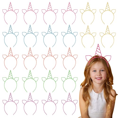 Einhorn-Stirnbänder 24Pcs Kunststoff Einhorn Horn Haarreifen Kopfbedeckungen Zubehör Party Supplies Geschenk für Mädchen Teens Kleinkinder Kinder Geburtstag Halloween Weihnachten von Falafoty