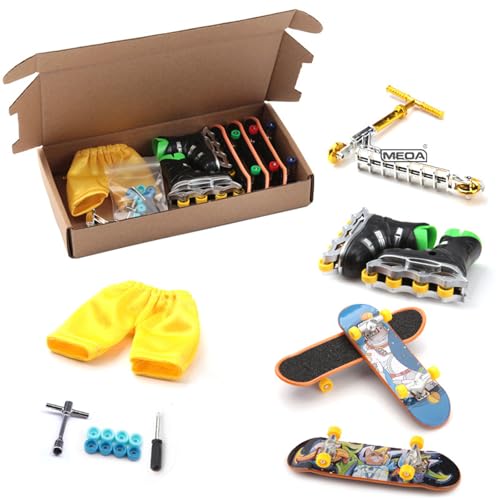 Falafoty Finger Skateboard Set Mini Fingerspielzeug mit Mini Skateboards Finger Scooter Skates Finger Hosen Kreatives Geschenk für Kinder Erwachsene Skateboarder von Falafoty