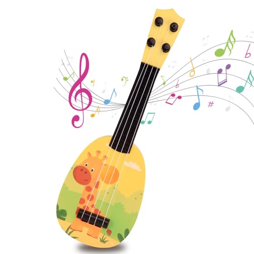 Falafoty Gitarre für Kinder, 36cm Gitarre Ukulele Musikspielzeug, Ukulele Instrument mit 4 Verstellbaren Saiten, Mini Gitarre Musik Lernspielzeug Für Kleinkinder Anfänger Jungen Mädchen Geschenk von Falafoty