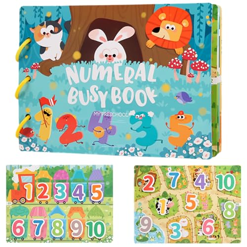 Falafoty Montessori Busy Books für Kleinkinder ab 2 Jahren Wiederverwendbares Stickerbuch Aktivitätenbuch Sensorisches Baby Spielzeug für Vorschulkinder Lernspielzeug (Zahlen) von Falafoty