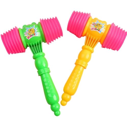 Falafoty Quietschhammer Baby Schlagspielzeug, 2 Stück Pfeifenhammer Spielzeug Kinder Musik Sound Spielzeug, Plastik Hammer Kleinkind Pädagogisches Spielzeug für 1 + Jahr alte Mädchen Baby Jungen (B) von Falafoty