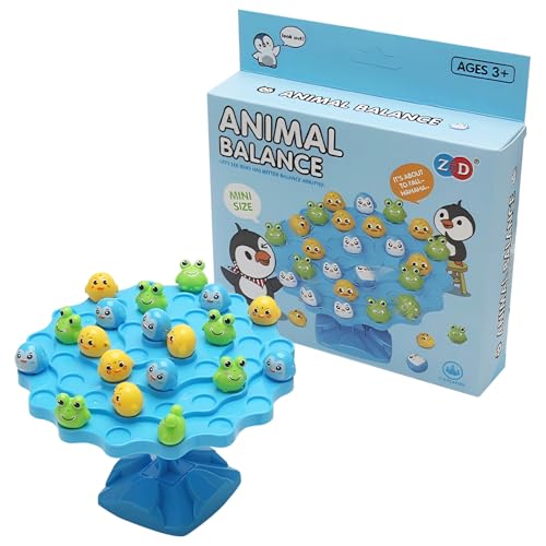 Frosch Balance Mathe Spiel, Zwei Spieler Balance Tree Brettspiel Frosch Balance Zählen Spielzeug, Math Spiel Montessori Lernspielzeug Eltern-Kind Interaktive Spielzeug für Kinder ab 3 Jahre (Pinguin) von Falafoty