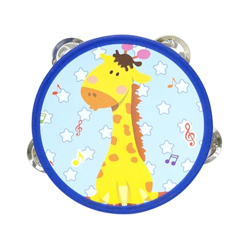 Tamburin Kinder, Holz Handtrommel Handgehaltenes Tambourine Schlagzeugglocke Tamburine Musikinstrumente Kinder, Baby Trommel Frühe Entwicklung & Aktivität Musikspielzeug für Jungen Mädchen (Giraffe) von Falafoty