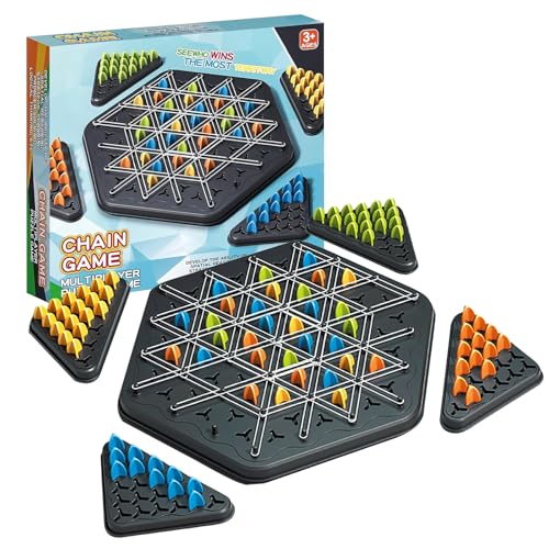 Triggle Spiel,Triggle Geometrisches Schachspiel Ketten Dreieck Brettspiel, Pädagogisches Brain Teaser Strategiespiel Spielzeug, Interaktives Steckspiel für Kinder Erwachsene, Brettspiele 2-4 Personen von Falafoty