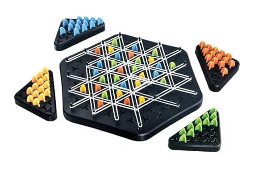 Triggle Spiel, Dreiecksschach, Triggle Geometrisches Schachspiel, Riggle Borad Spiel Triggle Spiel mit Gummibänder Tabletop Taktikspiel Logik Spiele für 2-4 Personen, Extra Stark Kleber Trap von Falaquer