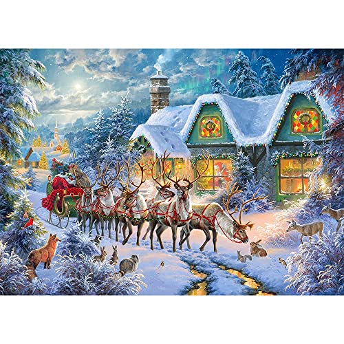 Falaza Adventskalender 2023 Weihnachten Puzzles, Weihnachten Rentier Familie Urlaub Puzzle 1008 Teile Puzzle, 24 Boxen Puzzles für Countdown bis Weihnachten Home Decoration von Falaza