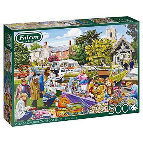 Jumbo 11301 Village Church Car Boot Sale Falcon de Luxe Puzzle, Mehrfarbig von Jumbo