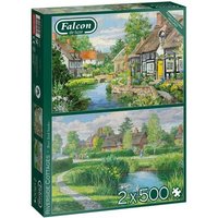 JUMBO 11289 FALCON Puzzle 2 x 500 Teile Riverside Cottages von Falcon