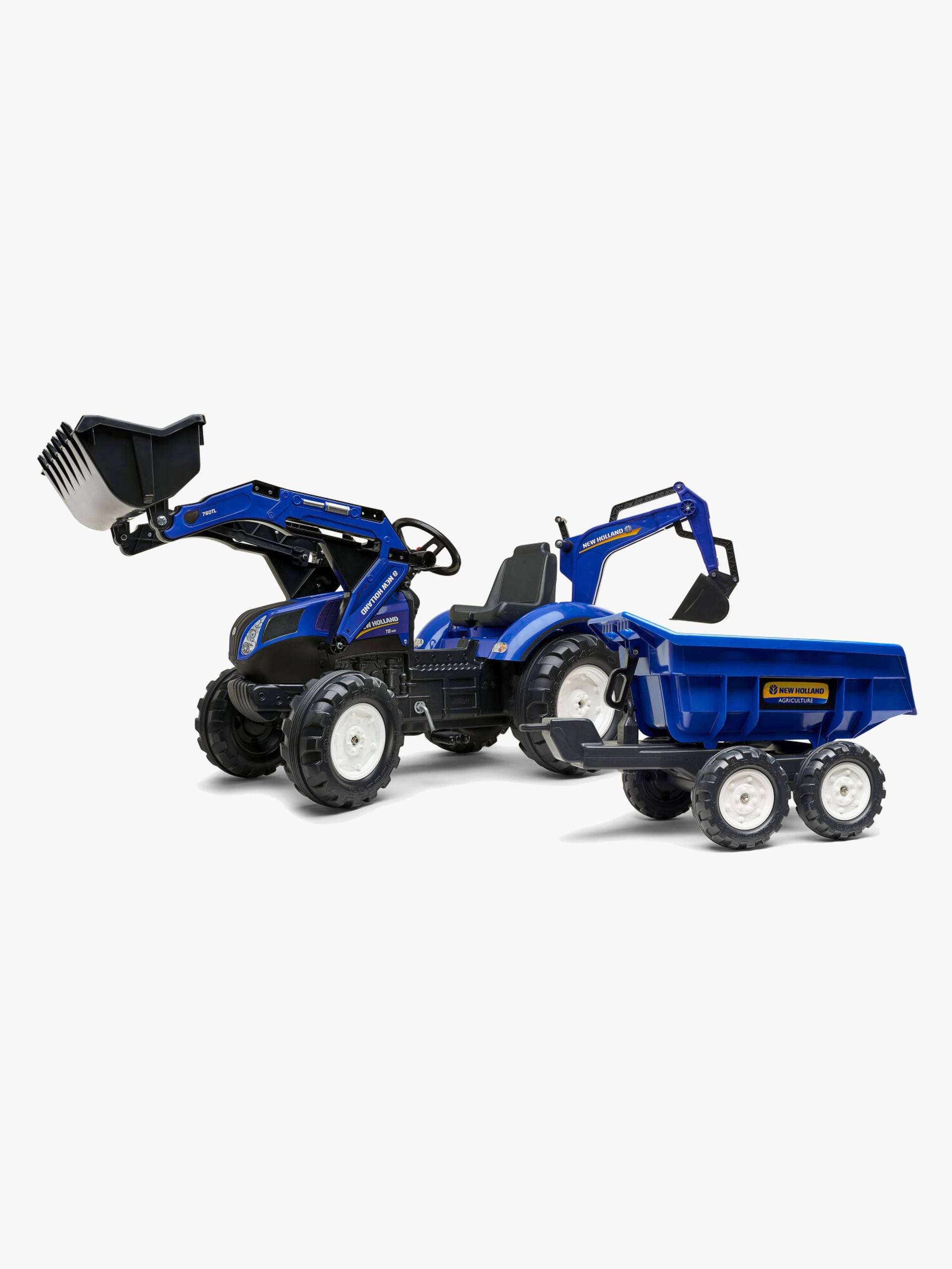 Falk New Holland Trettraktor mit Anhänger, Blau Falk New Holland Trettraktor mit Anhänger, Blau von Falk