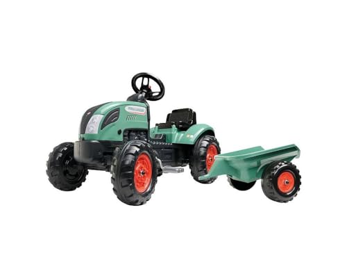 FALK Traktor mit Pedalen Farm Lander mit Anhängern, ab 2 Jahren, 50% recycelter Kunststoff, Lenkrad mit Hupe - 2054L, 2054L, Dunkelgrün - 2054L von Falk