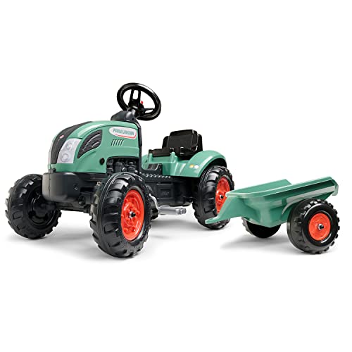 Falk Traktor mit Pedalen Farm Lander mit Anhängern, ab 2 Jahren, 50% recycelter Kunststoff, Lenkrad mit Hupe - 2054L, 2054L, Dunkelgrün - 2054L von Falk