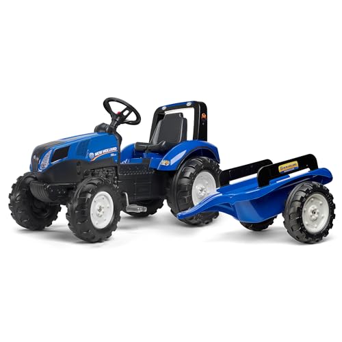 Falquet – 3090B – Traktor New Holland T8 + Anhänger für Kinder von 3 bis 7 Jahren mit Anhänger und Hupe, 100% Made in France von Falk